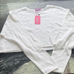 Edikted White Crew Neck Sweater Cropped